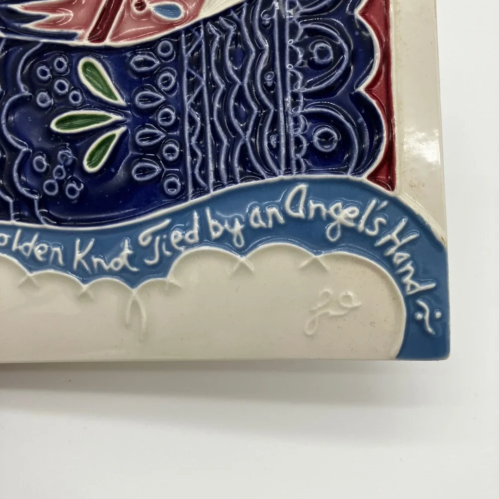 J. Duban Designs Wall Hanging Tile 1988 6x4.5 Blue Angel Friendship Quote